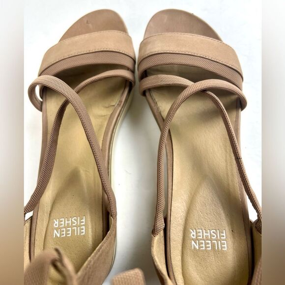 Eileen Fisher Sway Ankle StrapTan Nubuck Leather Sandals - Picture 10 of 12